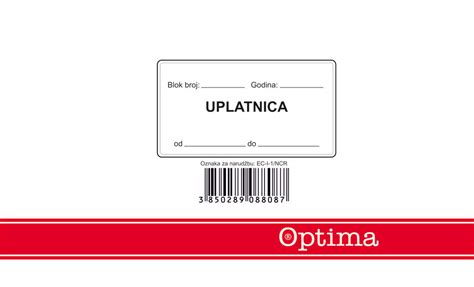 Uplatnica Blok EC I 1 Ncr OPTIMA P10 80 Eurocom