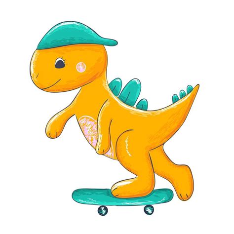 Dinosaur With Skateboard 10700099 Vector Art At Vecteezy