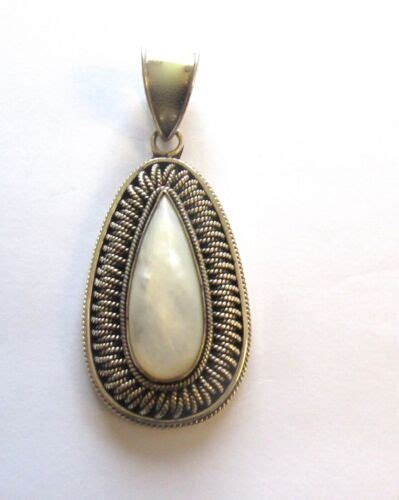 Sterling Silver Pendant Tear Drop Shape Mother Of Pearl Ba