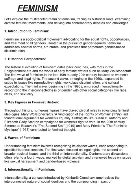 Feminism Feminism Let S Explore The Multifaceted Realm Of Feminism Tracing Its Historical