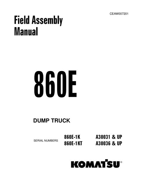 Komatsu 860e 1k Dump Truck Service Repair Manual