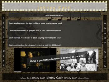 Johnny Cash 25 Slides With Text Hyperlinks Primary Sources Handouts