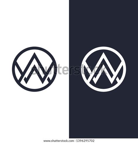 Latter Aw Logo Monogram Black White Stock Vector (Royalty Free) 1396295702