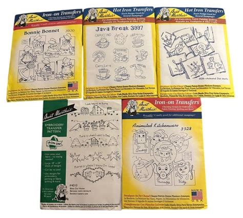 Hot Iron Transfers Lot Of 5 Aunt Martha S Variety SEALED EBay