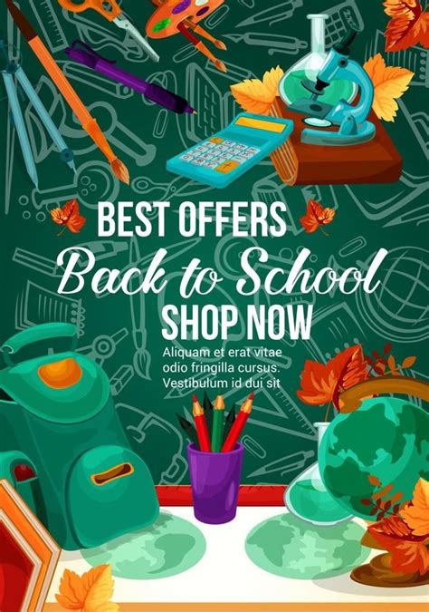 Back to School vector stationery sale poster | Back to school, School ...