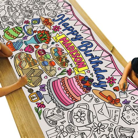 Giant Personalized Tea Party Coloring Banner – Tiny Expressions