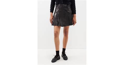 Simone Rocha Pleated Leather Mini Skirt In Black Lyst