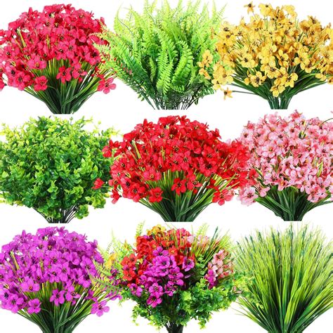 Amazon Crowye Bundles Artificial Flowers Fake Plastic Flowers