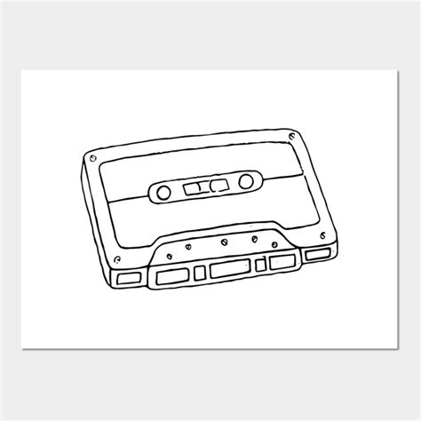 Cassette Tape Outline - Black - Cassette Tape - Posters and Art Prints ...