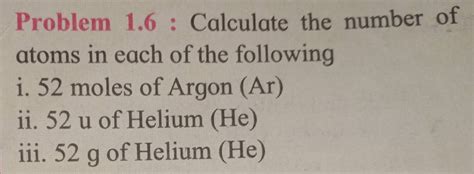 Problem Calculate The Number Of Atoms In Each Of The Following I