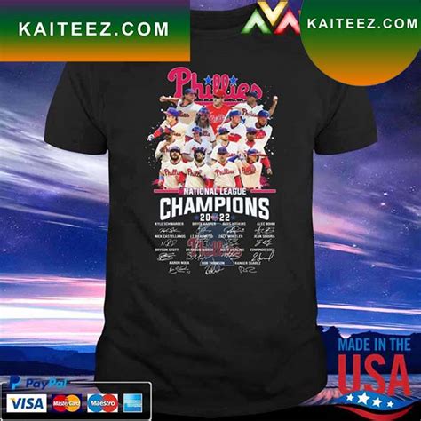 Phillies 2022 National League Champions Philadelphia Phillies team signatures T-shirt - Kaiteez