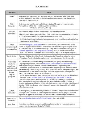 Fillable Online Sjsu M A Checklist Sjsu Fax Email Print Pdffiller