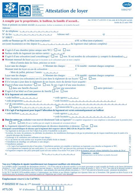 Attestation De Loyer Caf O La Trouver La T L Charger Et La Remplir