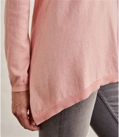 Light Pink Womens Curved Neck Hanky Hem Jumper Woolovers Uk