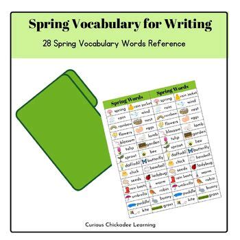 Spring Vocabulary List For Writing By Curious Chickadee Learning