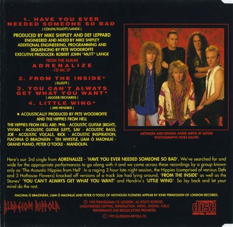 Cries From The Quiet World Def Leppard Have You Ever Needed Someone So Bad Single And Video