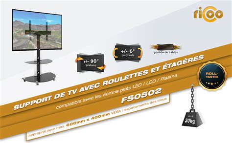 Ricoo Support Tv Sur Roulettes Fs Env Cm Mobile