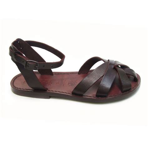 Handmade Dark Brown Flat Sandals For Women Real Italian Leather The