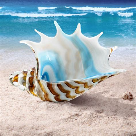 Art Glass Striped Conch Shell Bella Coastal Decor