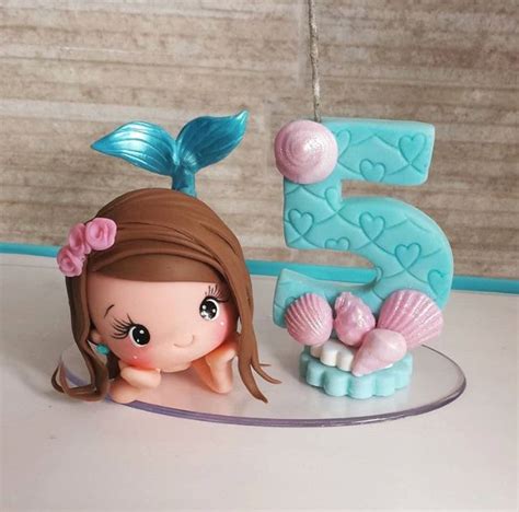 Pin By Mara Santos Cartonagem On Porcelana Fria Mermaid Cake Topper