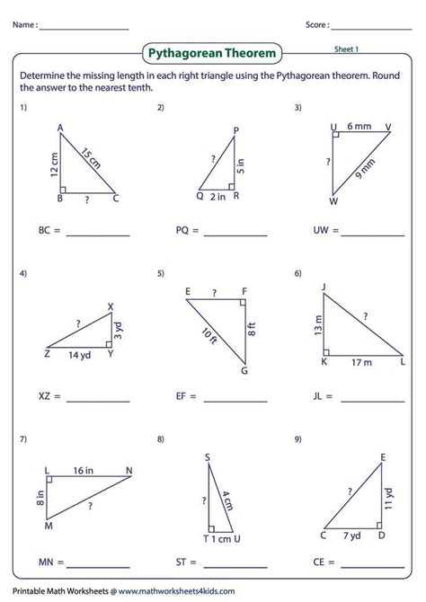 10 Challenging Pythagorean Theorem Problems With Detailed Answers PDF