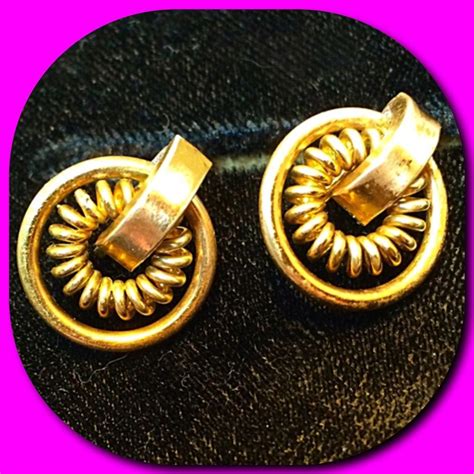 Vintage Brass Earrings With Screw On Back Brass Earrings Vintage