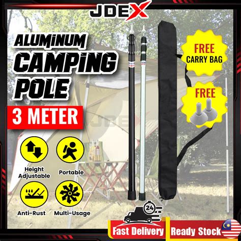 Jdex M Adjustable Tarp Poles Outdoor Aluminium Camping Tent Pole