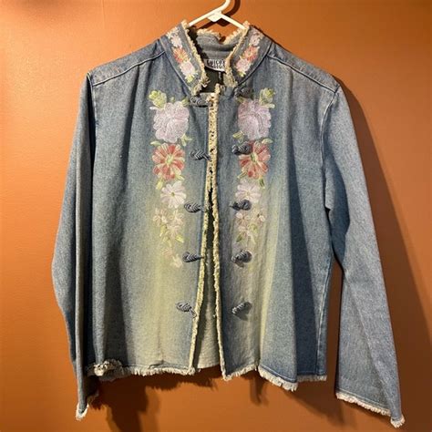 Chico S Jackets Coats Chicos Design Vintage Floral Embroidery