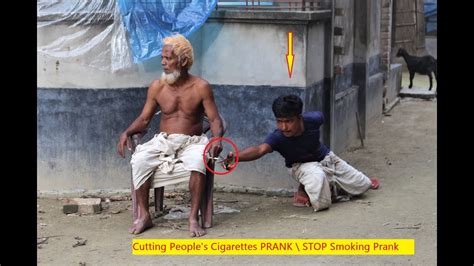 Cutting People S Cigarettes Prankstop Smoking Prank So Funny Reaction