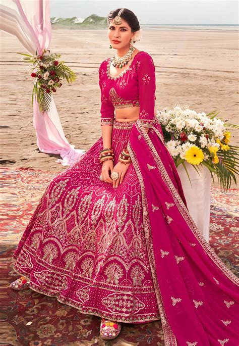 Magenta Georgette Circular Lehenga Choli