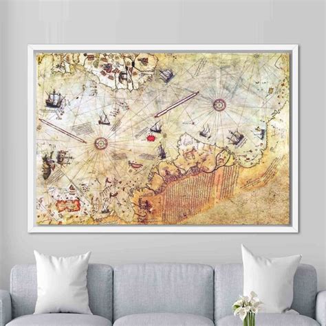 The Piri Reis Map Ottoman Empire Map Vintage Map Large Wall Map Antique World Map Old Map