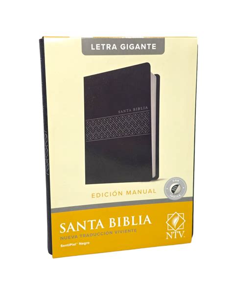 Biblia Nueva Traducci N Viviente Letra Gigante Senti Piel Negro Con