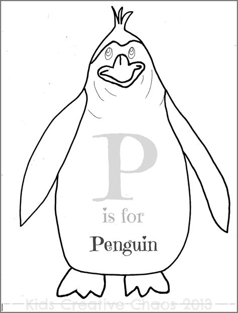 Penguin Printable Coloring Pages Letter P Winter Theme - Adventures of Kids Creative Chaos