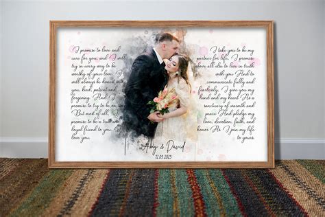 Personalized Wedding Vow Sign Wedding Vow On Canvas Watercolor Couple