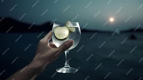 Premium Ai Image White Woman Hand Holding Glass Of Cocktail On Blurry