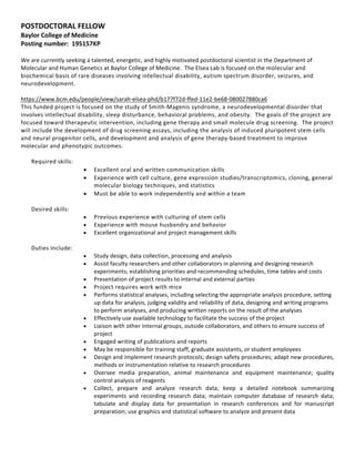 Post Doc At Bcm PDF