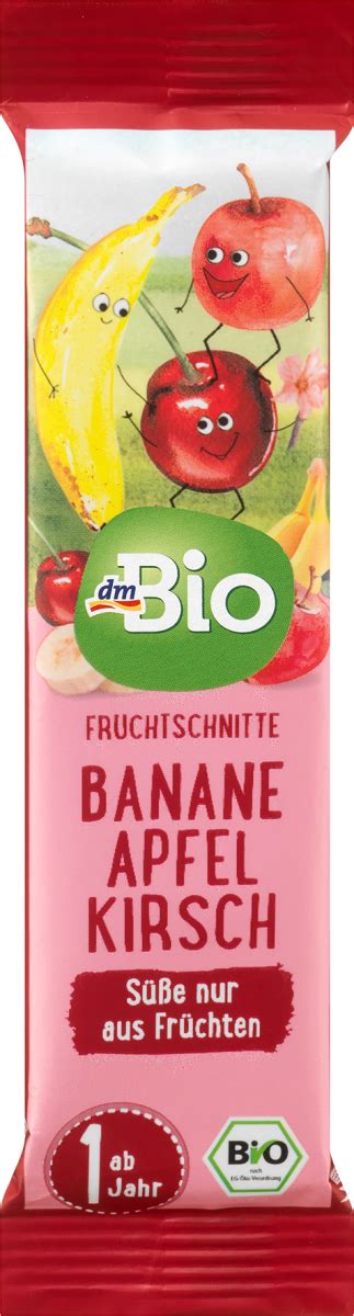 dmBio Bio gyümölcsszelet banán alma meggy 1 éves kortól 25 g