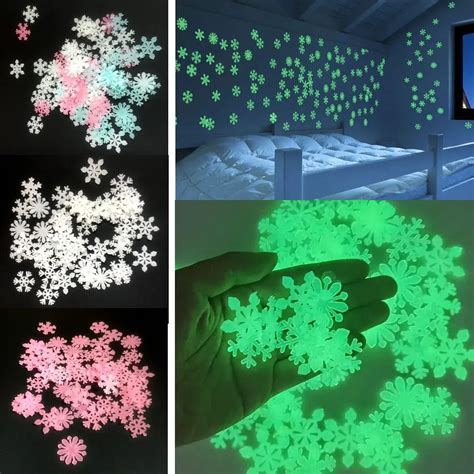 Stuks Lichtgevende Sneeuwvlok Muurstickers Glow In The Dark Sticker