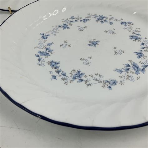 Corelle Blue Fleur Swirl Dinner Plates Blue Rim Dinnerware Usa