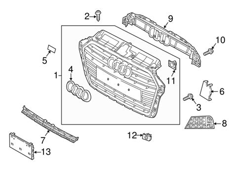 8V3 807 682 Q ESM Outer Grille 2017 2020 Audi S3 Audi OEM Parts