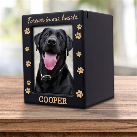 Engraved Paw Prints Dog Photo Urn With Name Personalization, Urn for ...