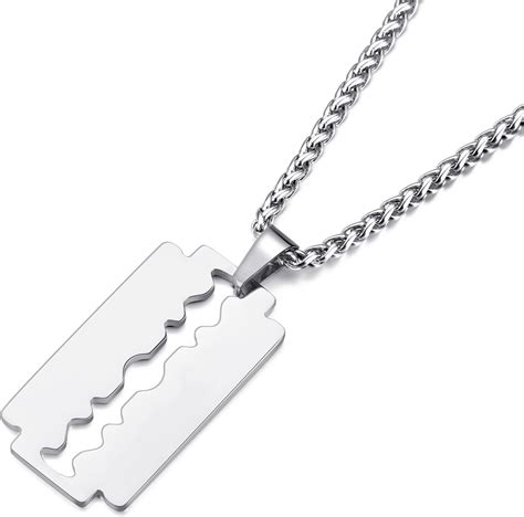 Vicima Razor Blade Pendant Necklace For Men Hip Hop Jewelry Stainless