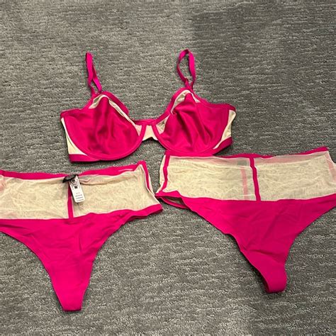 Victoria Secret 3 Piece Pink Nude Set Size 36dd Xl Gem