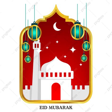 รูปeid Mubarak ที่มีมัสยิดสีขาวและโคมไฟโคมไฟเวกเตอร์อิสลามพื้นหลัง