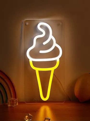 Placa Lumin Ria Painel Neon Led Sorvete Casquinha X Cm