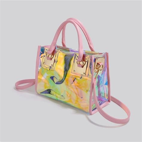 Pink Holographic Satchel Purse Crossbody Transparant Holographic Bag Baginning