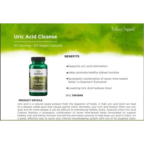 Swanson Uric Acid Cleanse Caps Kidney Support Lazada Ph