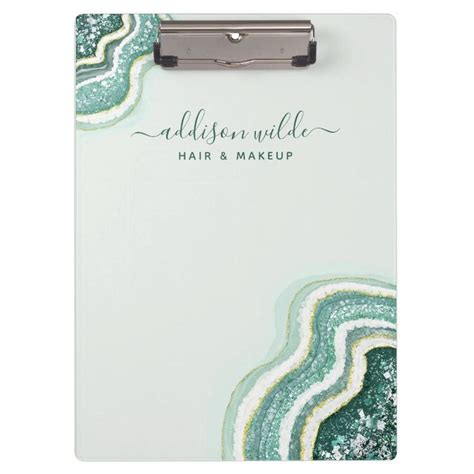 Teal Luxe Glitter Agate Geode Chic Clipboard Zazzle Agate Geode Geode Tool Design