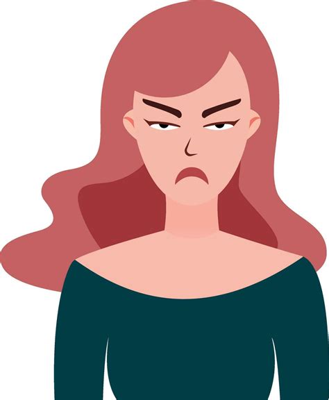 Jealous Frown Woman Flat Style Vector Illustration Jealous Facial