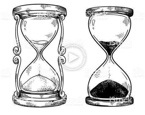 Conjunto De 2 Dibujo Vectorial De Reloj De Arena De Arena Vintage